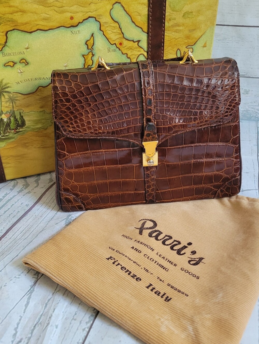 Vintage 1950's Lucille de Parri's Alligater-Embossed Satchel Bag
